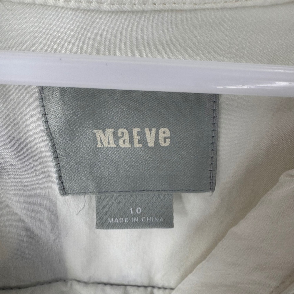 Maeve Anthropologie Womens Floral Pleated Split Neck 3/4 Sleeve Rayon Blouse 10 - Picture 6 of 9